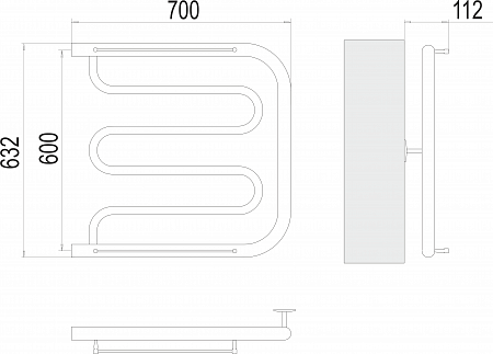 Фокстрот БШ 600х700 Полотенцесушитель  TERMINUS Красноуфимск - фото 3