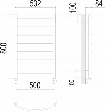 Классик П8 500х800 Полотенцесушитель  TERMINUS Красноуфимск - фото 3