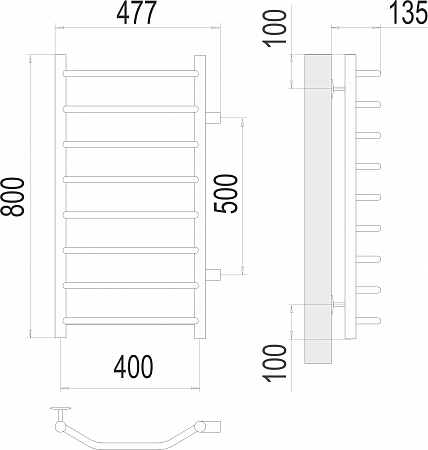 Виктория П8 400х800 бп500 Полотенцесушитель  TERMINUS Красноуфимск - фото 3