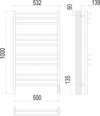 Прато П12 500х1000 электро (sensor quick touch) Полотенцесушитель  TERMINUS Красноуфимск - фото 3