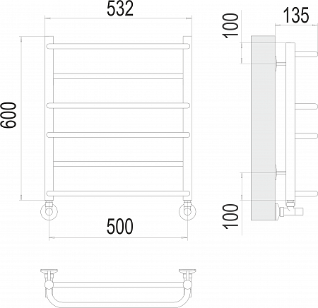 Евромикс П6 500х600 Полотенцесушитель  TERMINUS Красноуфимск - фото 3