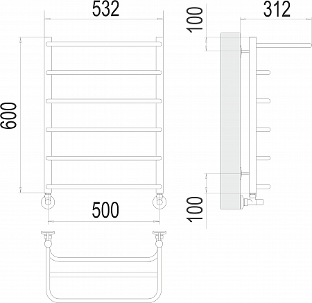 Полка П6 500х600  Полотенцесушитель  TERMINUS Красноуфимск - фото 3