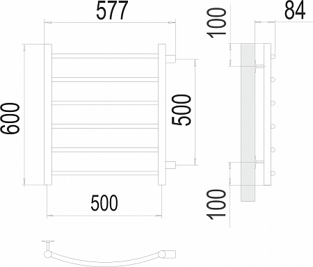 Классик П6 500х600 бп500 Полотенцесушитель  TERMINUS Красноуфимск - фото 3