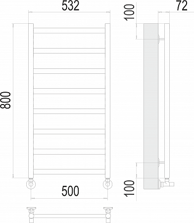 Аврора П8 500х800 Полотенцесушитель  TERMINUS Красноуфимск - фото 3