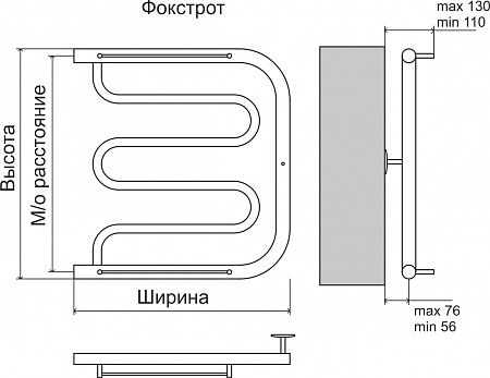 Фокстрот AISI 32х2 600х600 Полотенцесушитель  TERMINUS Красноуфимск - фото 3