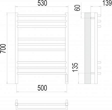 Соренто П9 500х700 электро (sensor quick touch) Полотенцесушитель  TERMINUS Красноуфимск - фото 3