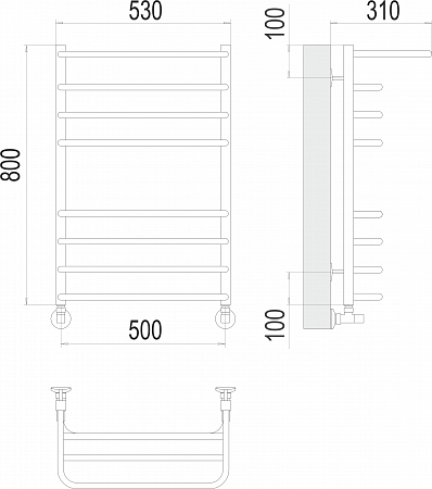 Арктур П8 500х800 Полотенцесушитель  TERMINUS Красноуфимск - фото 3