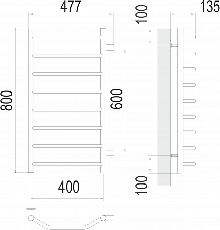 Виктория П8 400х800 бп600 Полотенцесушитель  TERMINUS Красноуфимск - фото 3