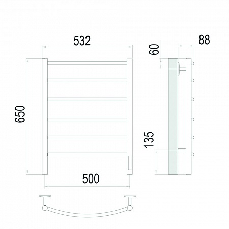 Классик П6 500х650 Электро (quick touch) Полотенцесушитель TERMINUS Сатин Красноуфимск - фото 4 Классик П6 500х650 Электро (quick touch) Полотенцесушитель TERMINUS Сатин Красноуфимск - фото 4