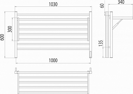Горизонт П8 1000х600 электро КС ЧЕРНЫЙ МУАР (sensor quick touch) Полотенцесушитель TERMINUS Красноуфимск - фото 5