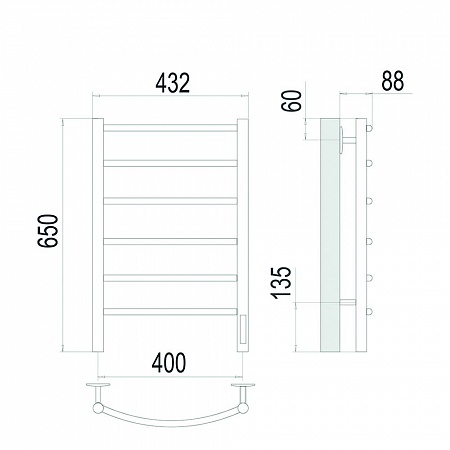 Классик П6 400х650 Электро (quick touch) Полотенцесушитель TERMINUS Сатин Красноуфимск - фото 4 Классик П6 400х650 Электро (quick touch) Полотенцесушитель TERMINUS Сатин Красноуфимск - фото 4